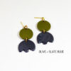Bloom Earrings - Olive and Slate Blue