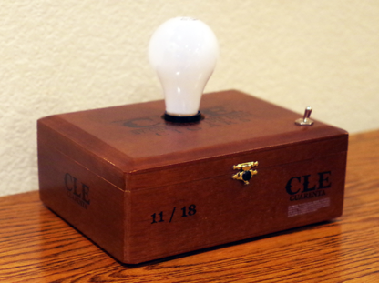 Cigar Box Lamp Handmade - Christian - Side View