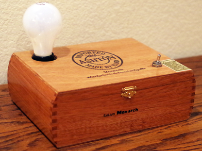Cigar Box Lamp Handmade - Monarch - Side View