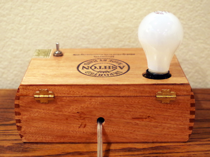 Cigar Box Lamp Handmade - Monarch - Back View