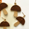 TWL leather mushie earrings with brown top and cream stem